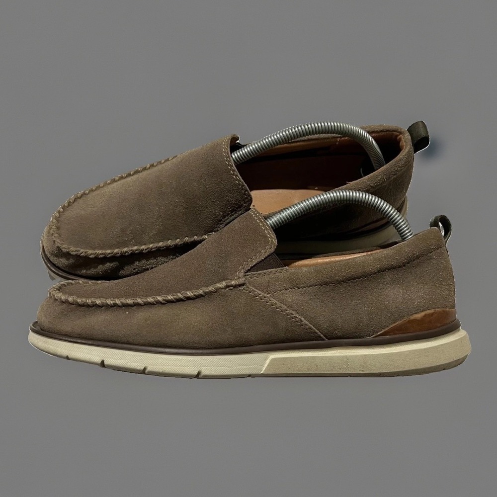 Clarks Edgewood Comfort Step Mens Brown Suede Leather Slip On Loafers 9.5